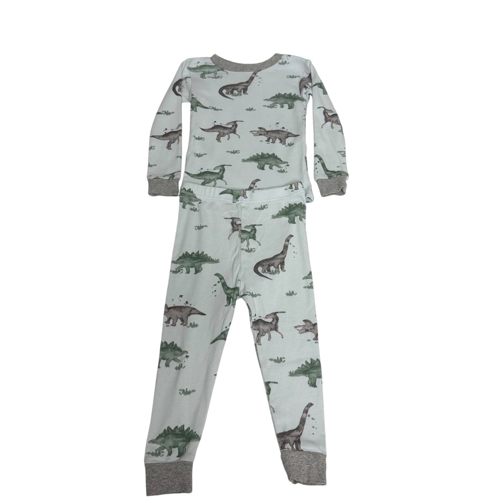 Burt's Bees Baby Dinosaur Organic Cotton Pajama Set 18M Blue Green Long Sleeve